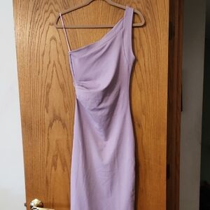 Purple Asymmetrical Ruched One-Shoulder Cocktail Dress